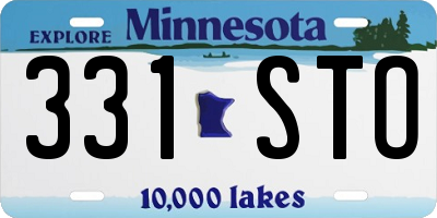 MN license plate 331STO