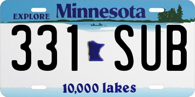 MN license plate 331SUB