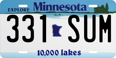 MN license plate 331SUM