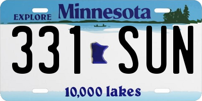 MN license plate 331SUN