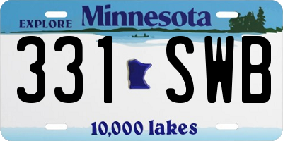 MN license plate 331SWB