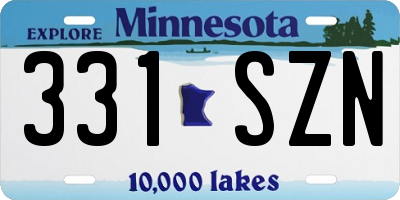 MN license plate 331SZN