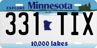 MN license plate 331TIX