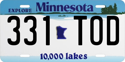 MN license plate 331TOD