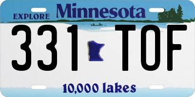 MN license plate 331TOF