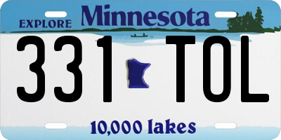 MN license plate 331TOL