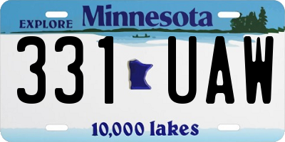 MN license plate 331UAW