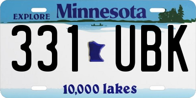 MN license plate 331UBK