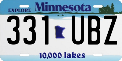 MN license plate 331UBZ