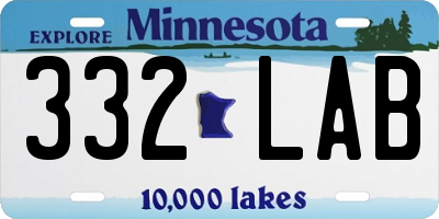 MN license plate 332LAB