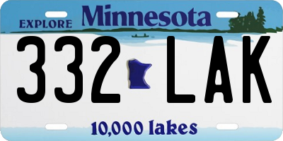 MN license plate 332LAK