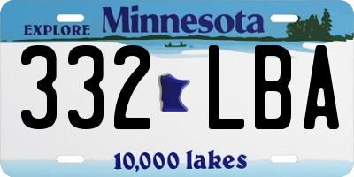 MN license plate 332LBA