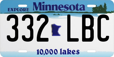MN license plate 332LBC