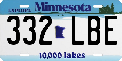 MN license plate 332LBE