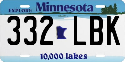 MN license plate 332LBK