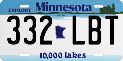 MN license plate 332LBT