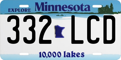 MN license plate 332LCD
