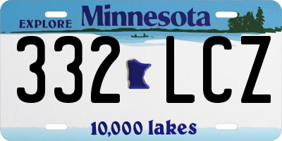 MN license plate 332LCZ