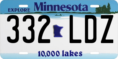 MN license plate 332LDZ