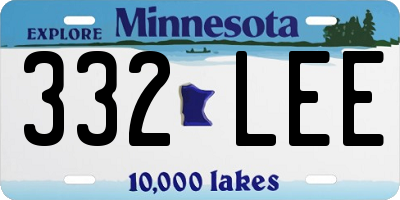 MN license plate 332LEE