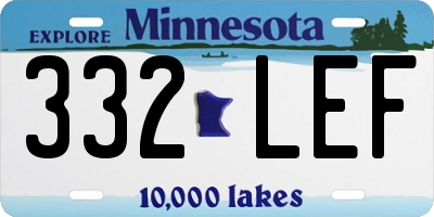 MN license plate 332LEF