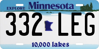 MN license plate 332LEG
