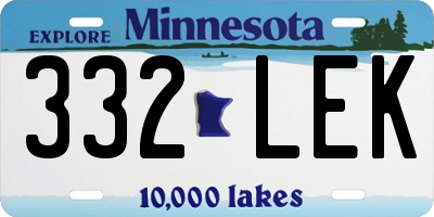 MN license plate 332LEK