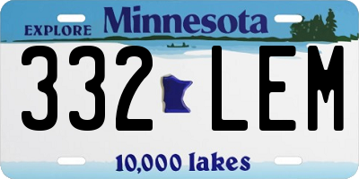 MN license plate 332LEM