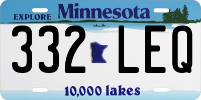 MN license plate 332LEQ