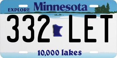 MN license plate 332LET