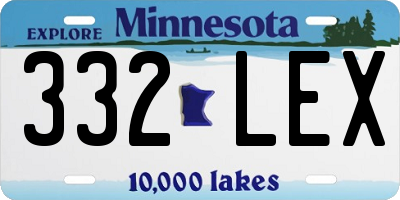 MN license plate 332LEX