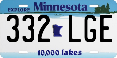 MN license plate 332LGE