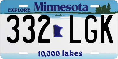MN license plate 332LGK