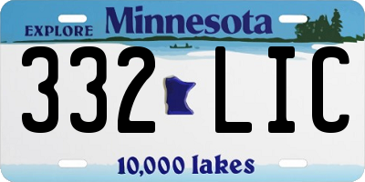 MN license plate 332LIC
