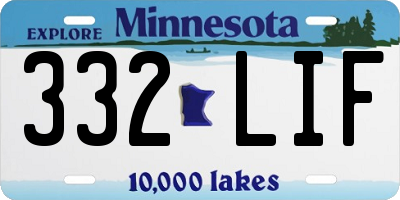MN license plate 332LIF