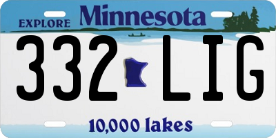 MN license plate 332LIG
