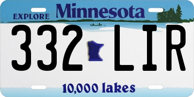MN license plate 332LIR