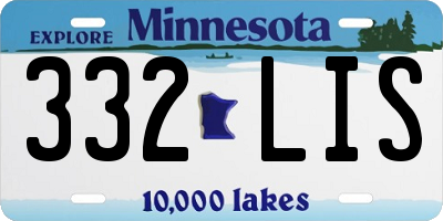 MN license plate 332LIS