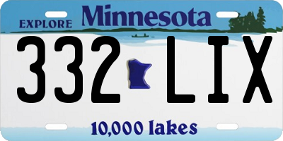 MN license plate 332LIX