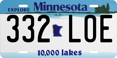 MN license plate 332LOE
