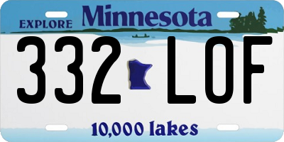 MN license plate 332LOF