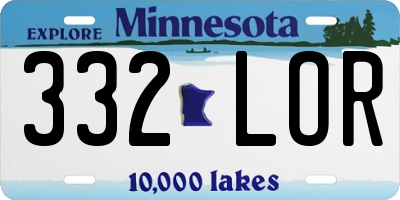 MN license plate 332LOR