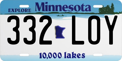 MN license plate 332LOY