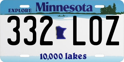 MN license plate 332LOZ