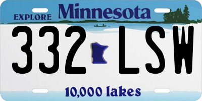 MN license plate 332LSW
