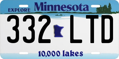 MN license plate 332LTD