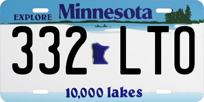 MN license plate 332LTO