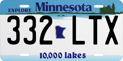 MN license plate 332LTX