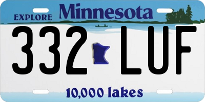 MN license plate 332LUF