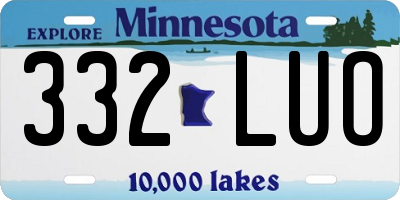 MN license plate 332LUO